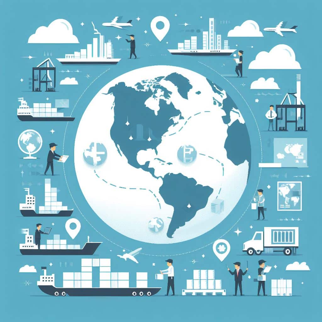 Freight Forwarder from China to USA 1 A map of the world highlighting China and the United States with an arrow depicting a shipment route between them.